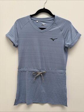 Mizuno Dusty Blue Short Sleeve Athletic Tunic with Drawstring